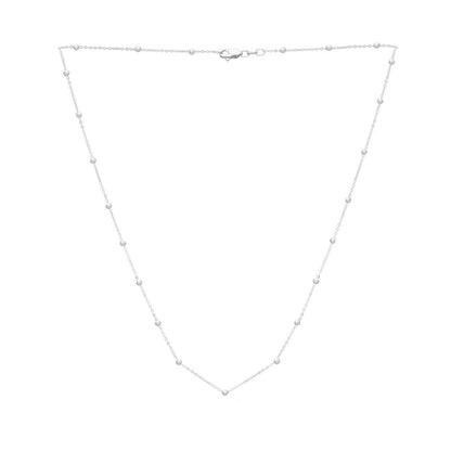 14K White Gold Saturn Bead Chain Necklace