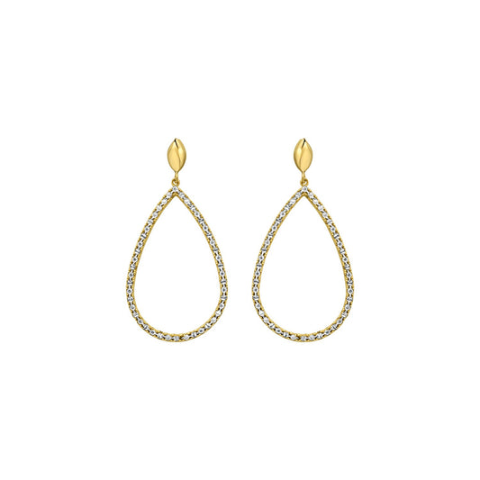 14K Two Tone Gold Diamon Oro Marquise Earrings
