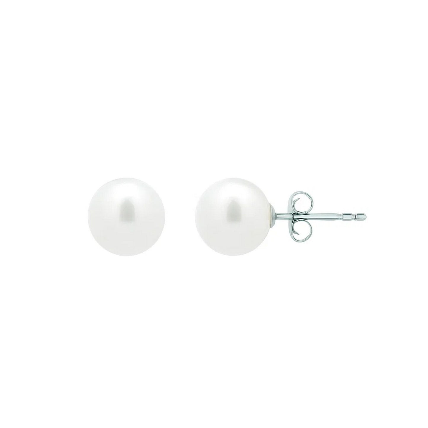 White Freshwater Cultured Pearl Stud Earrings in 14K White Gold (7.00 mm)