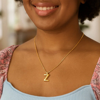 14K Yellow Gold Helium Initial Z Pendant