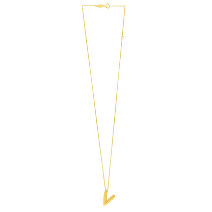 14K Yellow Gold Helium Initial V Pendant