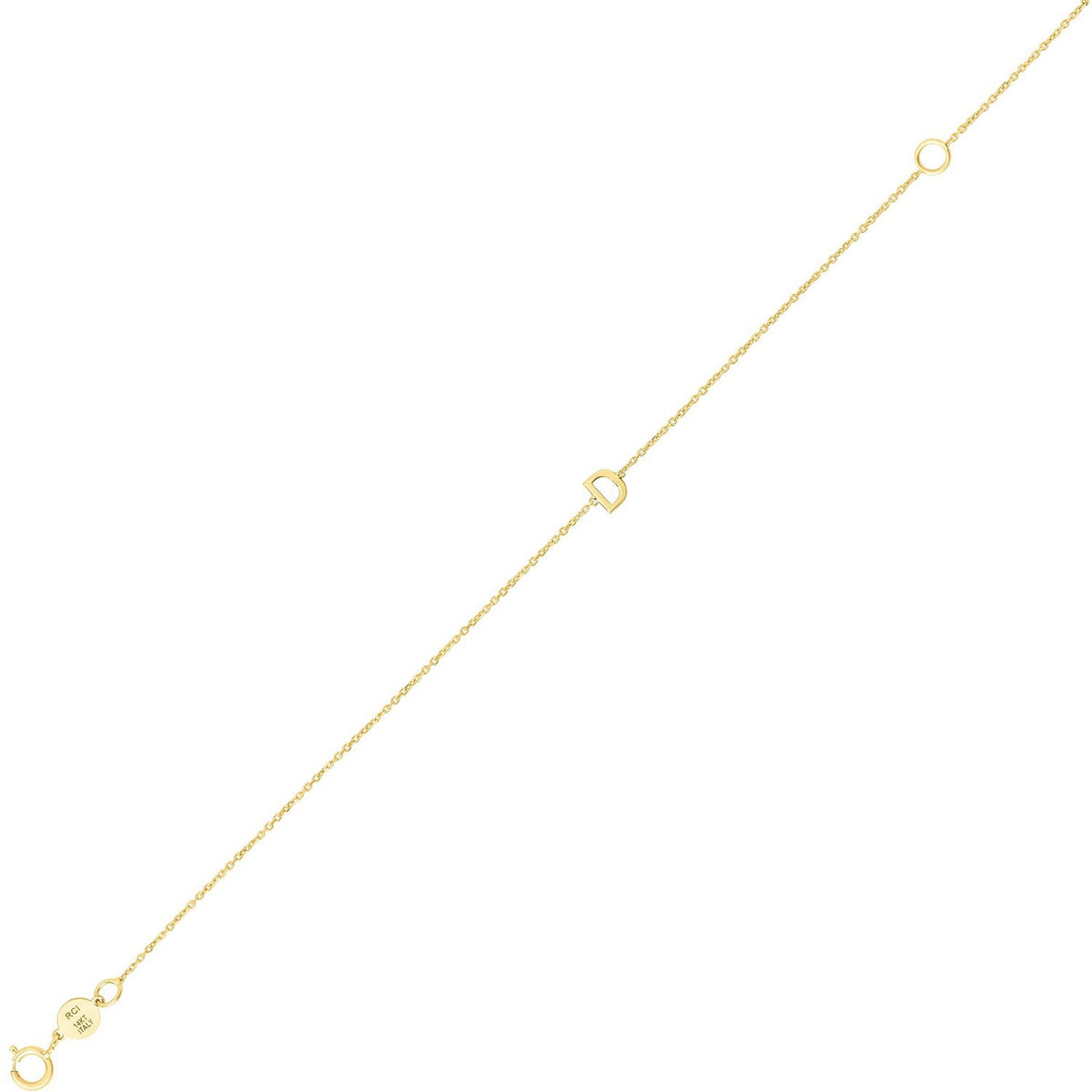 14K Yellow Gold Mini Initial D Bracelet