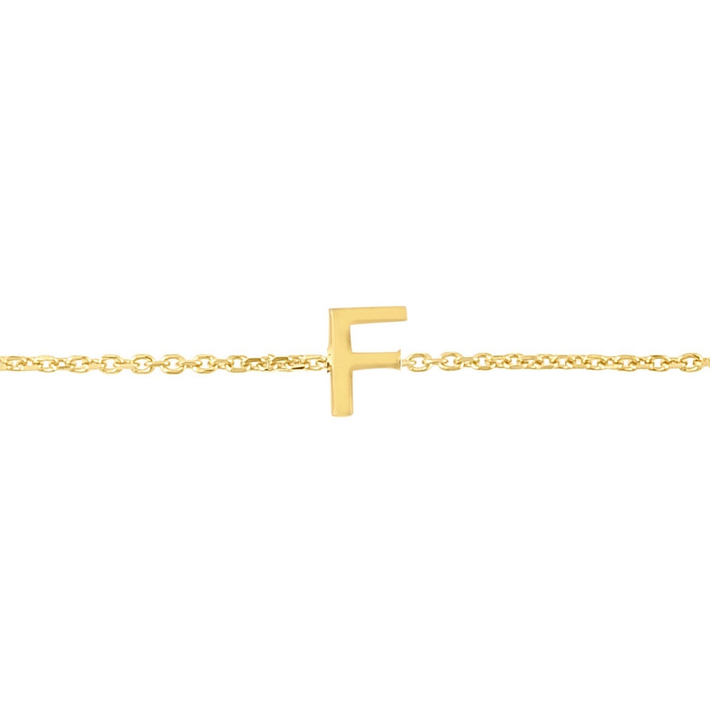 14K Yellow Gold Mini Initial F Bracelet