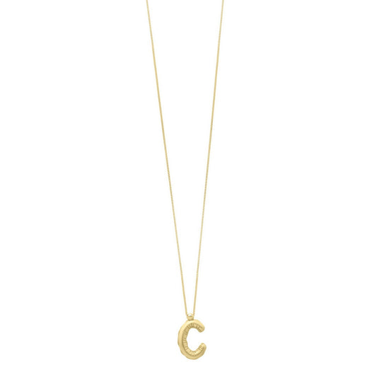 14K Yellow Gold Helium Initial C Pendant