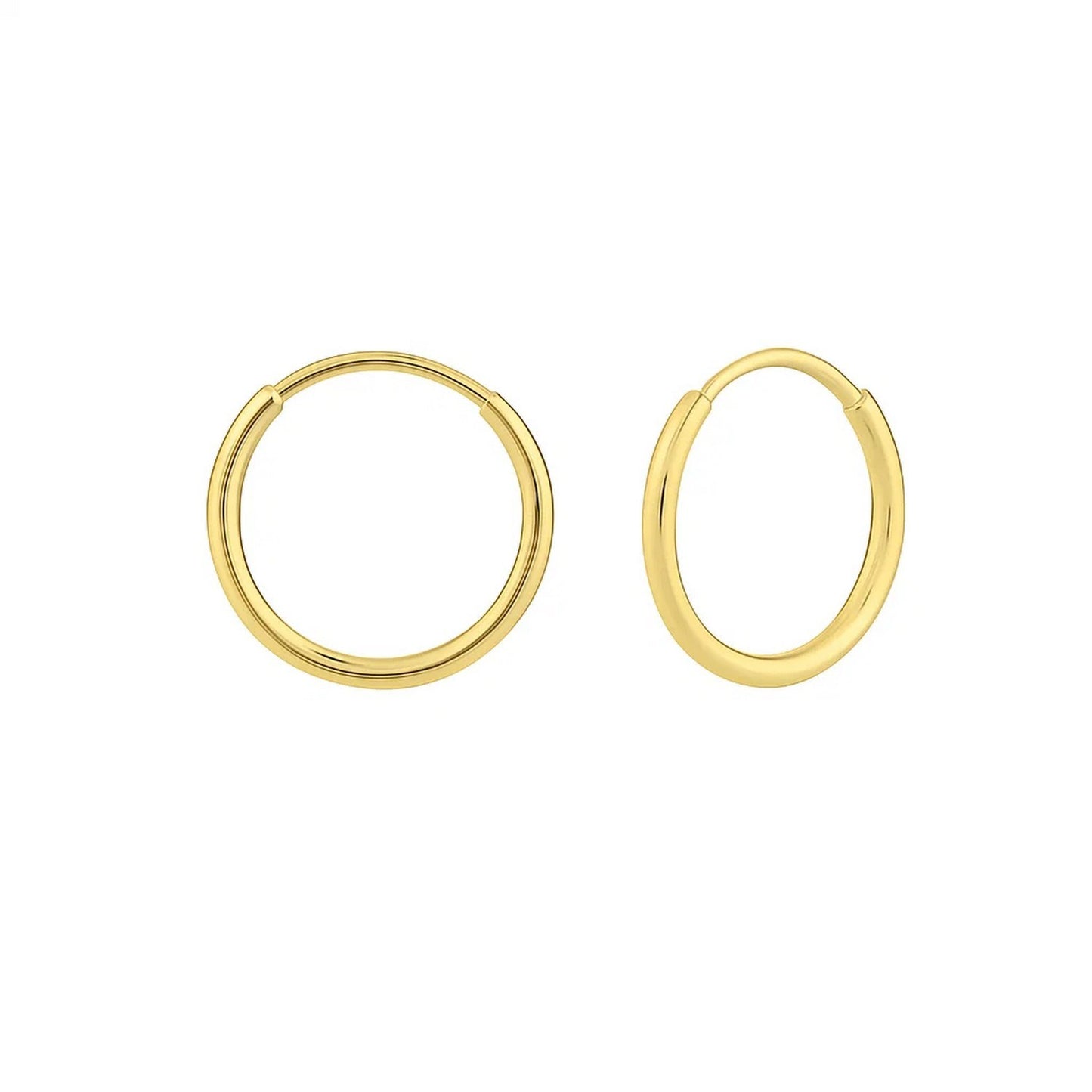 10K Yellow Gold Mini Endless Hoop Earrings