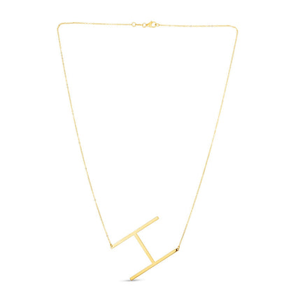 14K Yellow Gold Yours Truly Large Initial H Necklace