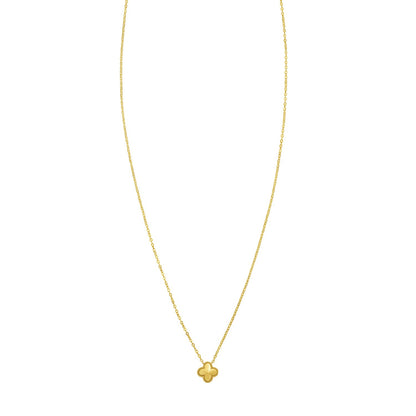 14K Yellow Gold Puffed Mini Clover Pendant Necklace