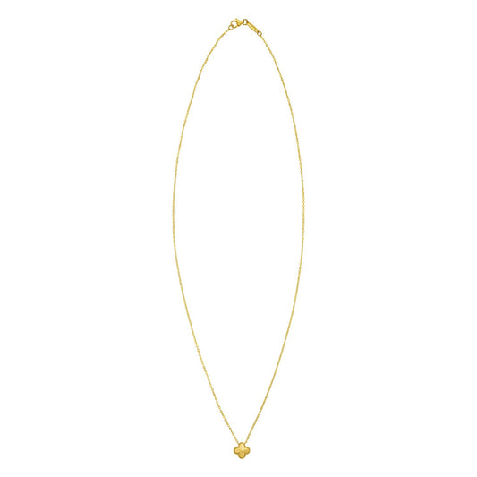14K Yellow Gold Puffed Mini Clover Pendant Necklace