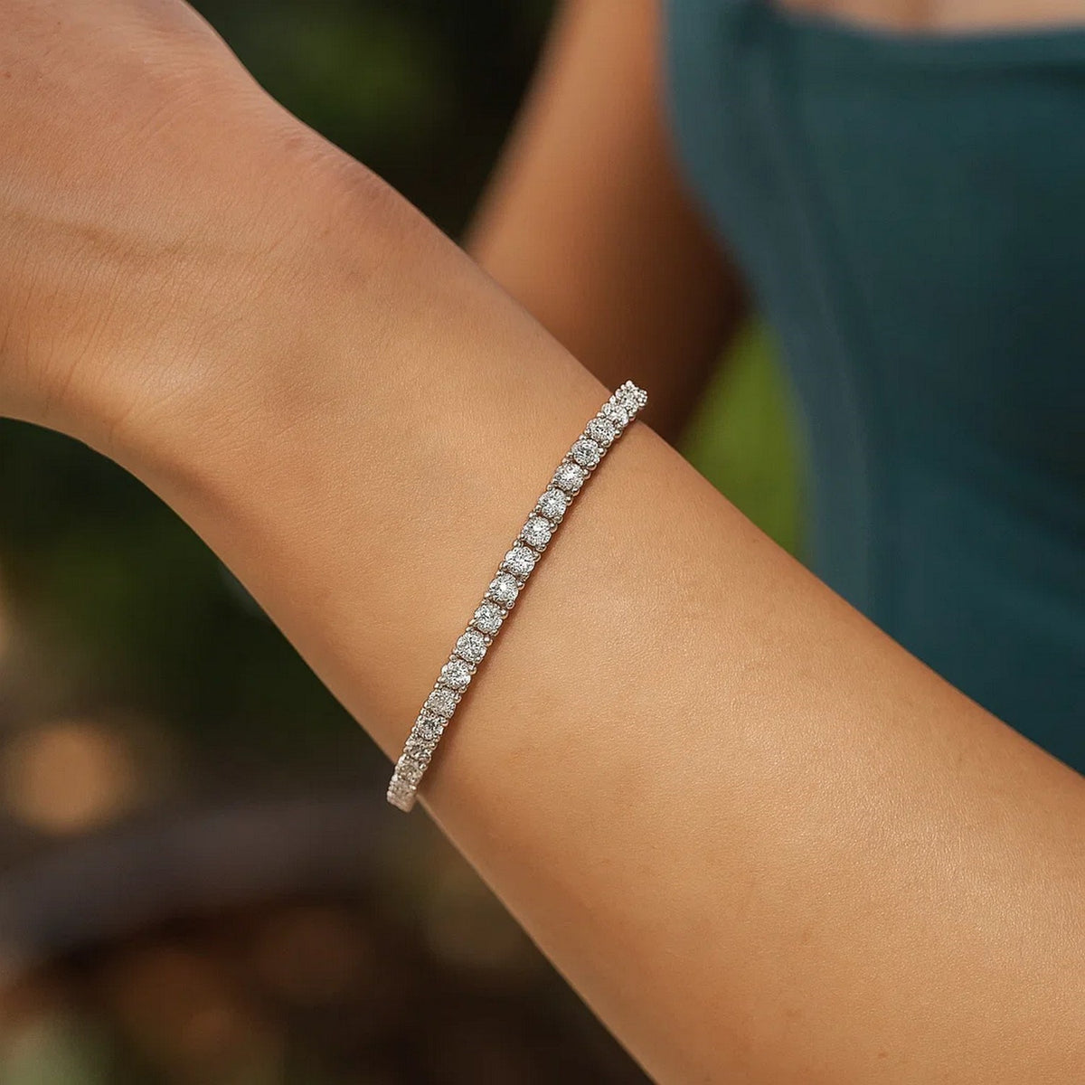 Sterling Silver Rhodium Plated CZ Tennis Bracelet (3.30 mm)