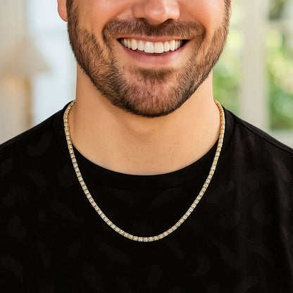 Sterling Silver with Gold Plated Ice Barrel Chain (3.80 mm)