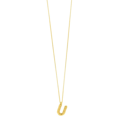 14K Yellow Gold Helium Initial U Pendant