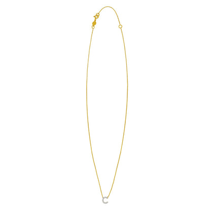 14K Yellow Gold Mini Diamond C Initial Pendant Necklace