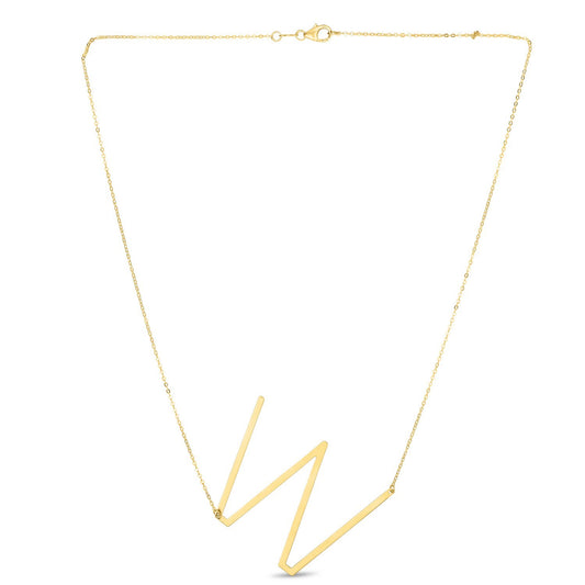 14K Yellow Gold Yours Truly Large Initial W Necklace