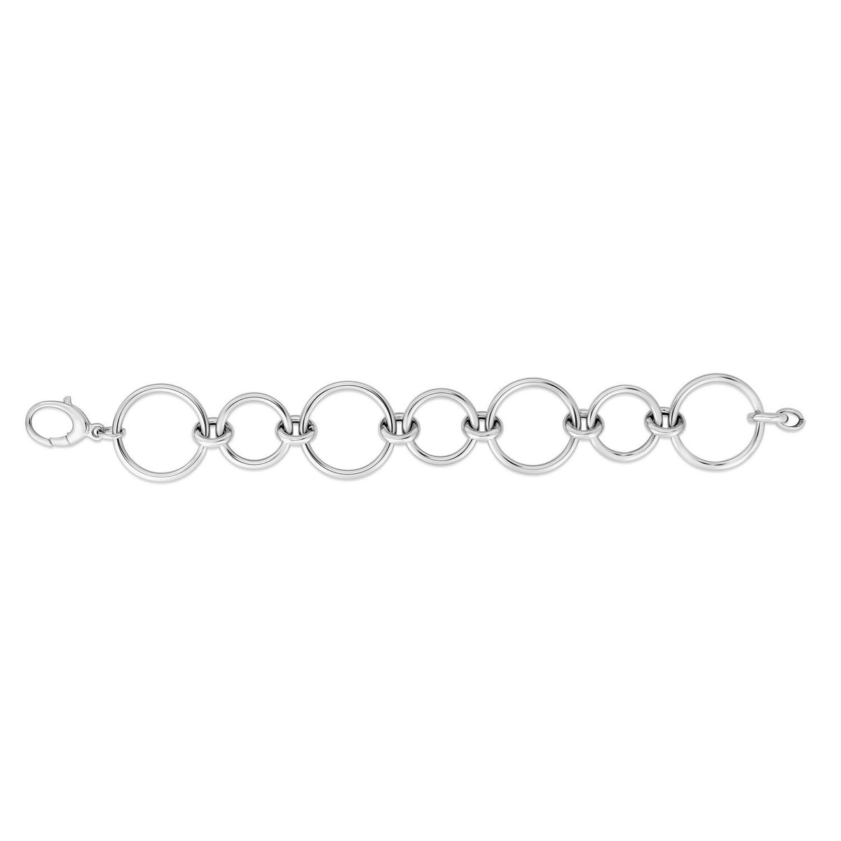 Sterling Silver Rhodium Plated Round Link Bracelet