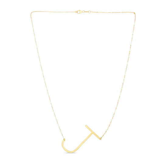 14K Yellow Gold Yours Truly Large Initial J Necklace