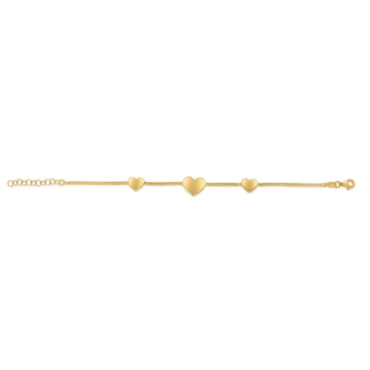 Sterling Silver Gold Plated Hearts Station Necklace