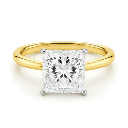 5 Carat Princess Lab Grown IGI G/VS1 Diamond Solitaire Ring in 14K Yellow Gold
