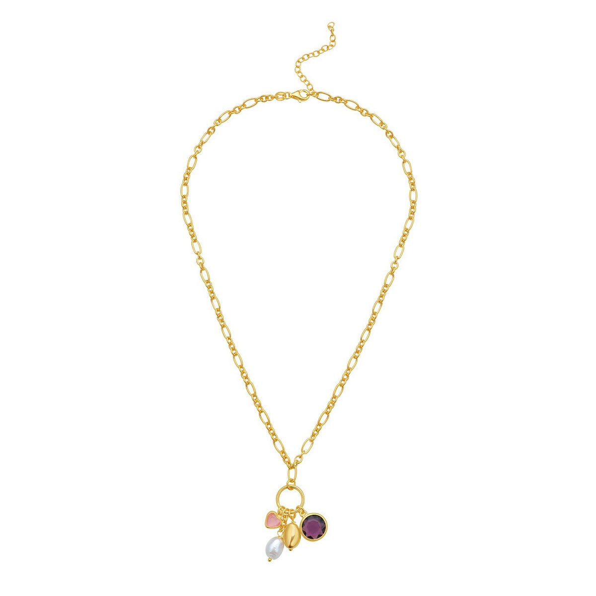 Sterling Silver Rhodium Plated Cubic Zirconia Charm Necklace