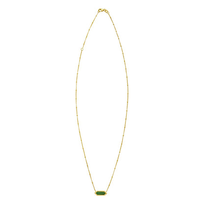 14K Yellow Gold Hexagon Malachite Pendant Necklace