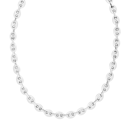 Sterling Silver Rhodium Plated Lite Puffed Mariner Chain (7.80 mm)