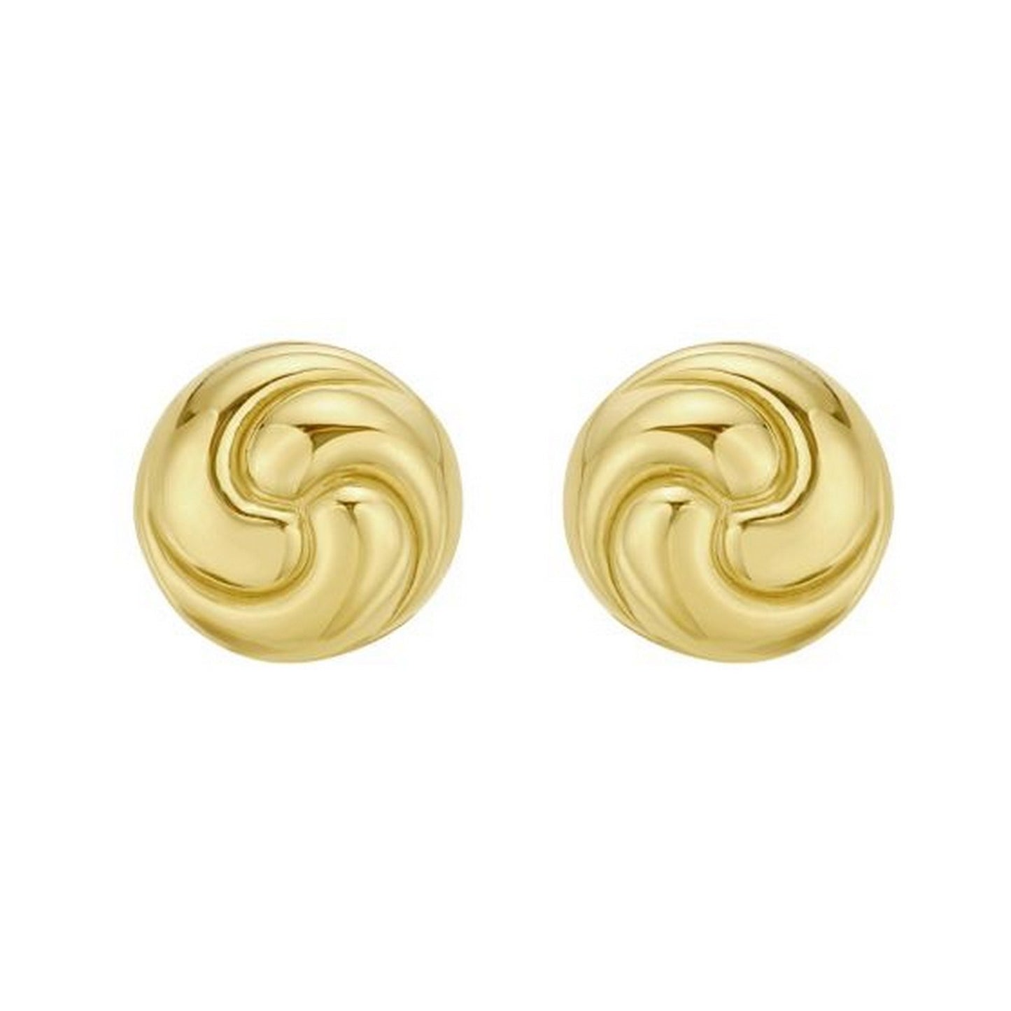 Sterling Silver Yellow Gold Plated Puffed Swirly Knot Stud Earrings