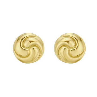 Sterling Silver Yellow Gold Plated Puffed Swirly Knot Stud Earrings