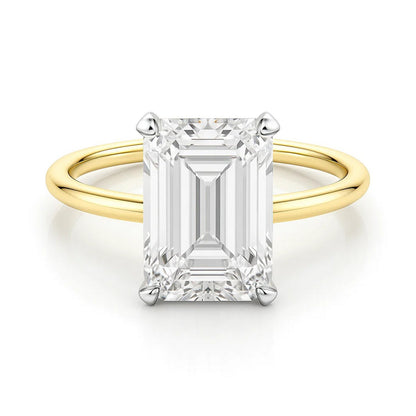 5 Carat Emerald Lab Grown IGI G/VS1 Diamond Solitaire Ring in 10K Yellow Gold