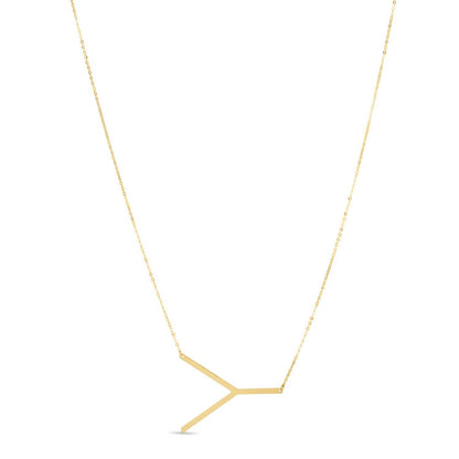 14K Yellow Gold Yours Truly Large Initial Y Necklace