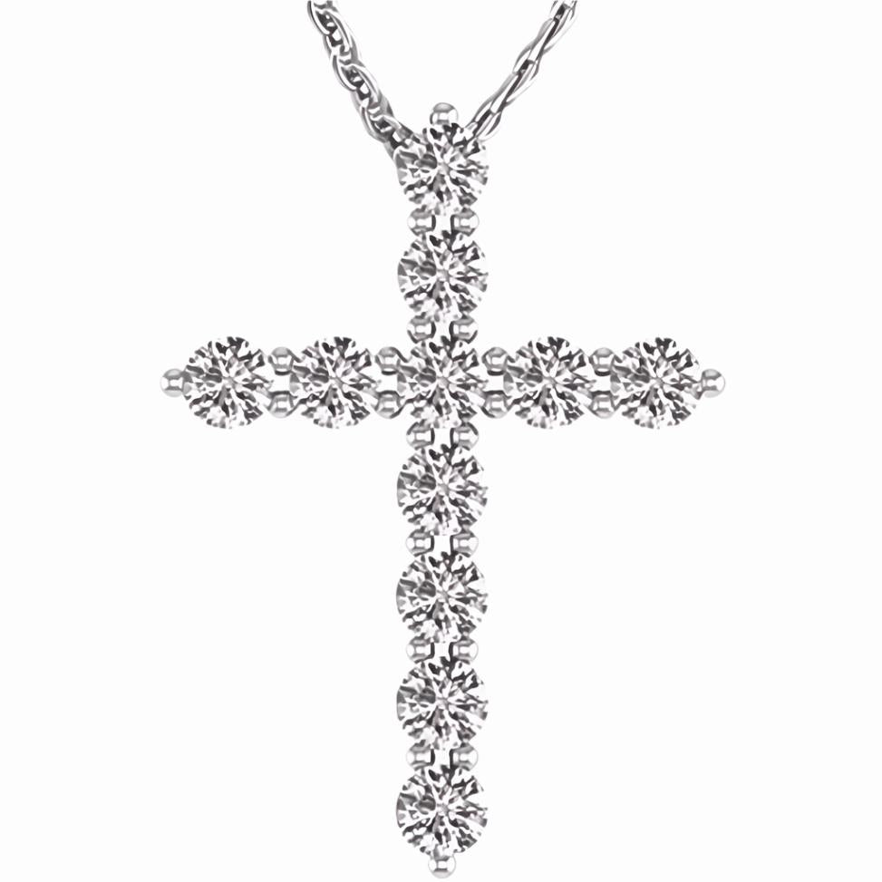 14KT White Gold Diamond Cross Pendant