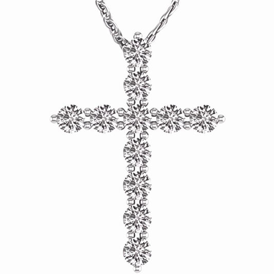 14KT White Gold Diamond Cross Pendant