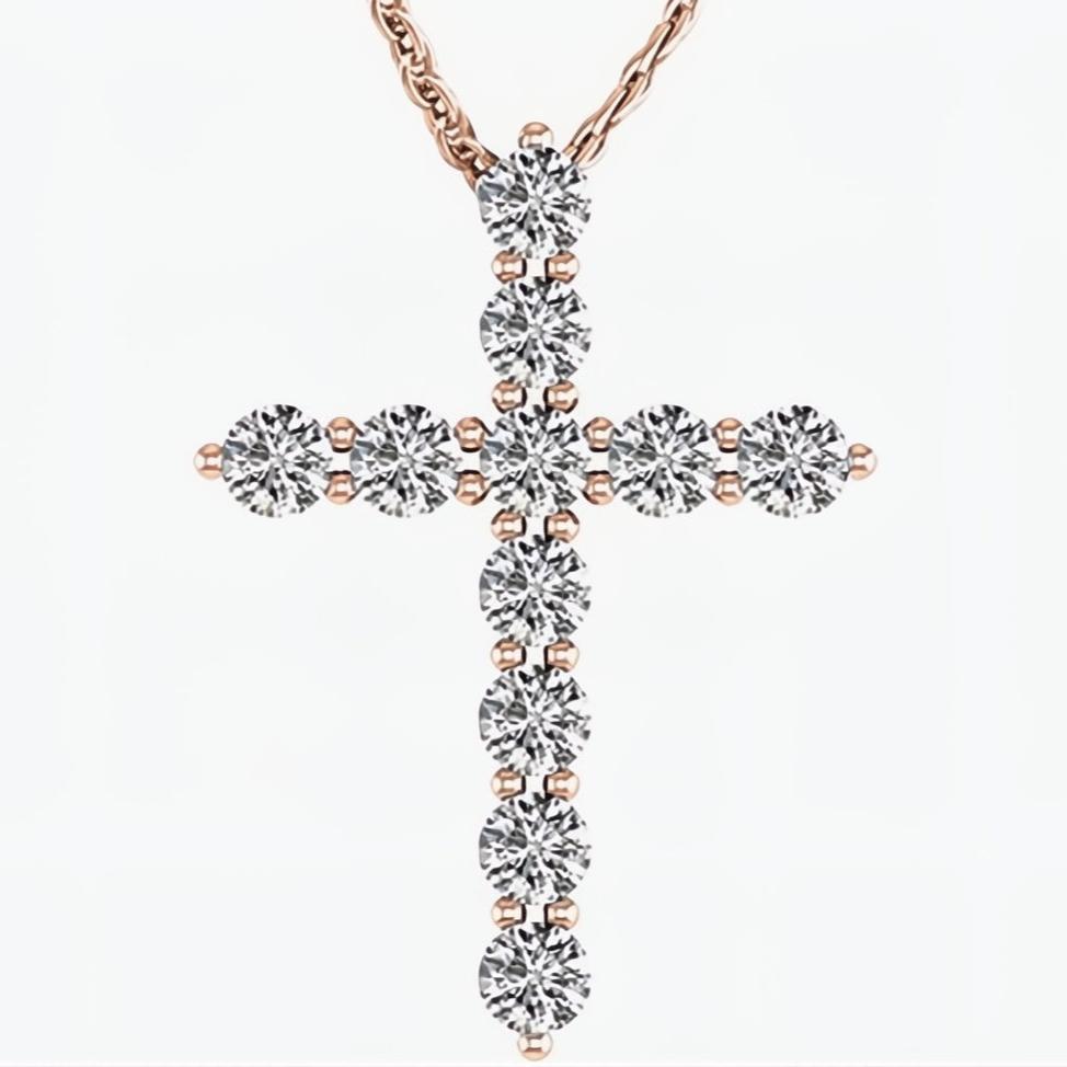 Rose Gold Diamond Cross