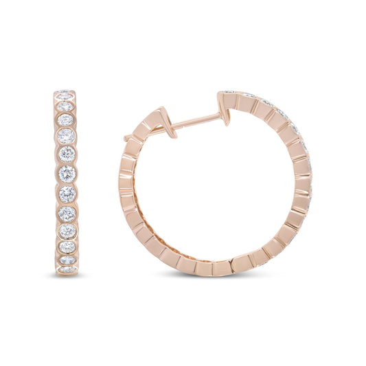 Rose Gold Diamond Hoop Earrings