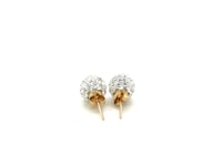 White Tone Crystal Ball Stud Earrings in 14k White Gold(8mm)