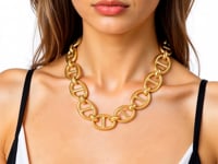 14k Yellow Gold High Polish Oval Mariner Link Necklace (13.8mm)