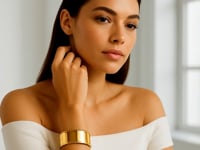 14K Yellow Gold Classic Designer Cuff Bangle (20.40 mm)