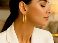14k Yellow Gold Elongated Oval Hoops