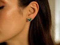 14K Yellow Gold Primavera Malachite Butterfly Stud Earrings