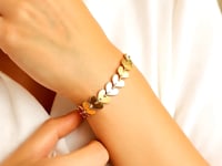 14k Yellow Gold Polished Heart Link Chain Bracelet