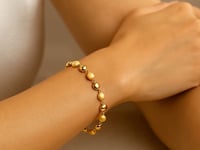 14K Yellow Gold Polished and Satin Pebble Bracelet (6.00 mm)