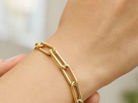 14k Yellow Gold Long Domed Paperclip Chain Bracelet (4.80 mm)