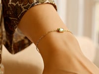 14K Yellow Gold Peridot Paperclip Bracelet (1.50 mm)