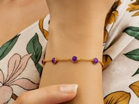 14K Yellow Gold Pink Sapphire Station Bracelet