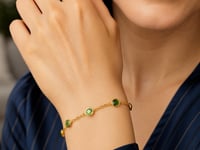 14K Yellow Gold Peridot Station Bracelet