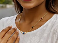 14K Yellow Gold Multi Gemstone Paperclip Necklace (1.50 mm)