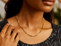 14K Yellow Gold Mini Diamante Paperclip Necklace (3.20 mm)