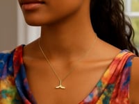 Whale Tail Necklace in 14K Yellow Gold
