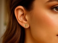 14K Yellow Gold Yours Truly Initial B Stud Earrings