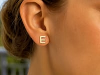 14K Yellow Gold Yours Truly Initial E Stud Earrings