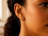 14K Yellow Gold Yours Truly Initial F Stud Earrings