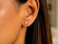14K Yellow Gold Yours Truly Initial K Stud Earrings